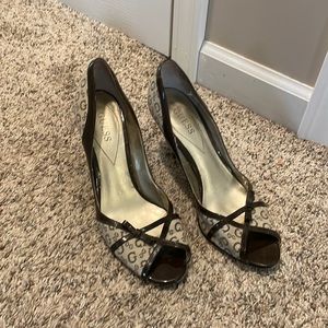 Guess High Heels, Brown signature, size 8M